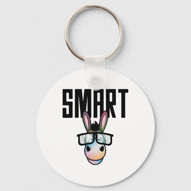 Funny Smart Donkey Horseback Riding Lover Gift For Keychain (Front)