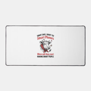 Funny Smart People Cow Vintage Engraving T-Shirt D Desk Mat