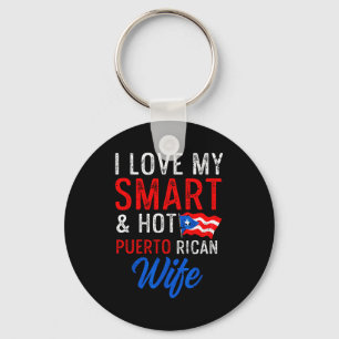 Funny Smart Puerto Rican Wife Flag Keychain