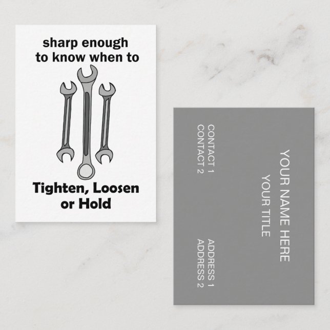 Funny Smart Wrench Handyman Tool Quote Business Card (Front/Back)