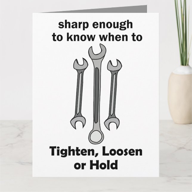 Funny Smart Wrench Handyman Tool Quote Card (Front)