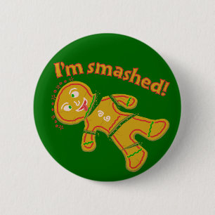 Funny Smashed Gingerbread Christmas 2 Inch Round Button