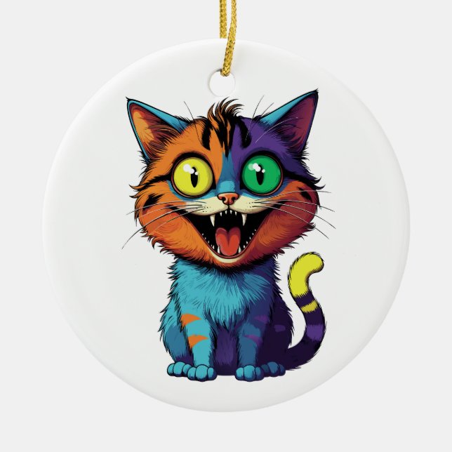 Funny - Smile Cat -  Ceramic Ornament (Front)