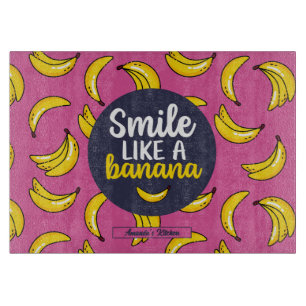 Funny Smile Like A Banana Retro Fruit Pattern Cutting Board