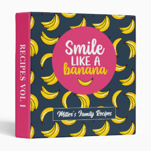 Funny Smile Quote Tropical Fruit Banana Pattern Binder