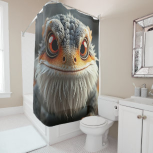 Funny smiling bearded dragon Shower Curtain