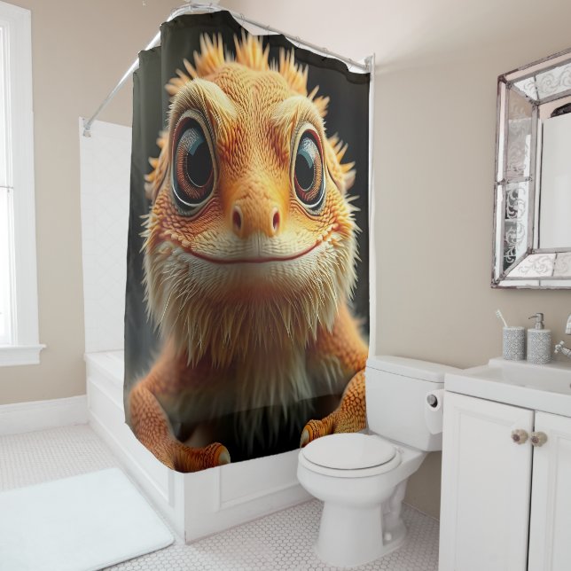 Funny smiling bearded dragon Shower Curtain (In Situ)
