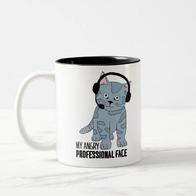 Funny Smiling Cat Professional Epic Sarcastic Two-Tone Coffee Mug (Left)