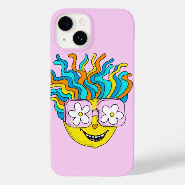 Funny Smiling Character with Pink Glasses Colourfu Case-Mate iPhone Case (Back)