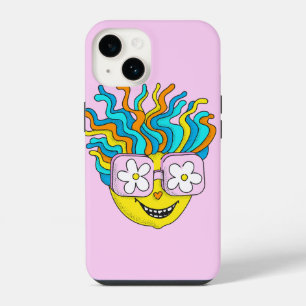 Funny Smiling Character with Pink Glasses Colourfu iPhone 14 Case