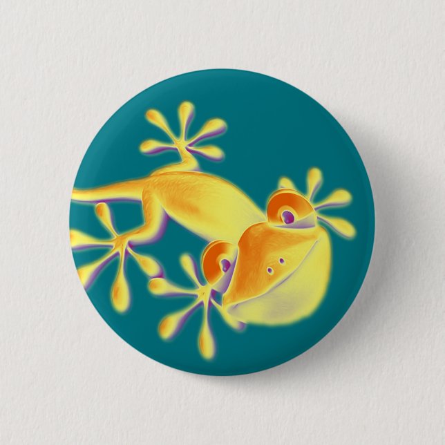 Funny Smiling Gecko + your background & ideas 2 Inch Round Button (Front)