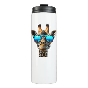 Funny smiling Giraffe with Sunglasses  Thermal Tumbler