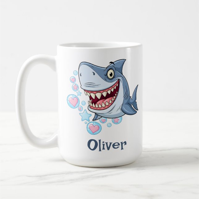 Funny Smiling Shark Coffee Mug (Left)