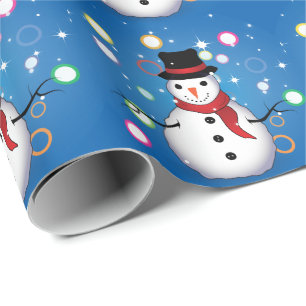 Funny Smiling Snowman with Bubbles Merry Christmas Wrapping Paper