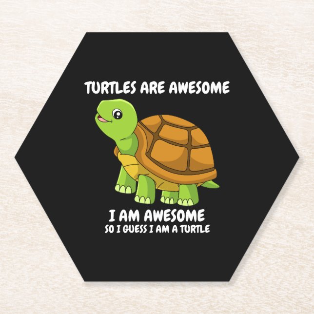 funny smiling turtle paper coaster (Front)