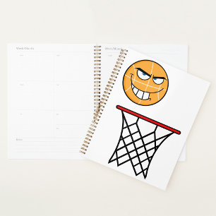 Funny Smirking Basketball Face Dunking  Planner