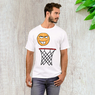 Funny Smirking Basketball Face Dunking  T-Shirt