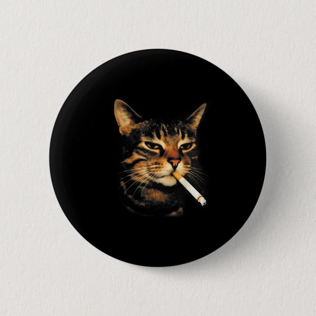 Funny Smoking Cat Cigarette Kitten Meme Stupid Bra 2 Inch Round Button (Front)
