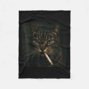 Funny Smoking Cat, Cigarette Kitty Gen Z Meme, Cat Fleece Blanket