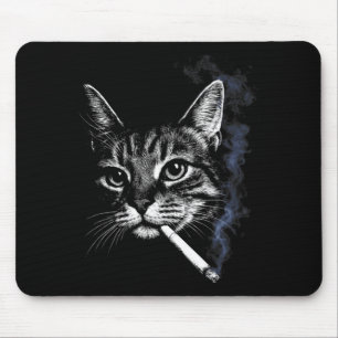 Funny Smoking Cat Cigarette Kitty Gen Z Meme Cat L Mouse Pad
