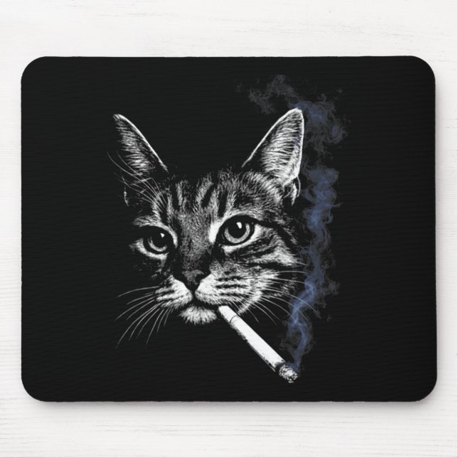 Funny Smoking Cat Cigarette Kitty Gen Z Meme Cat L Mouse Pad (Front)