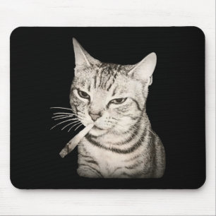 Funny Smoking Cat Cigarette Kitty Gen Z Meme Mouse Pad
