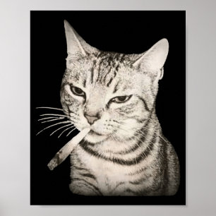 Funny Smoking Cat Cigarette Kitty Gen Z Meme Poster