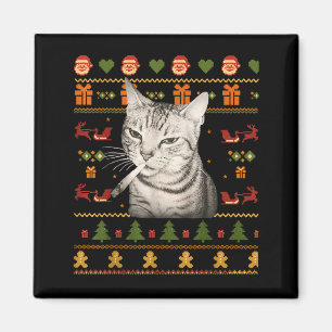 Funny Smoking Cat Meme Christmas Ugly Sweaters For Magnet