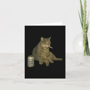 Funny Smoking Cat Meme Cigarette Kitten Drinking B Card