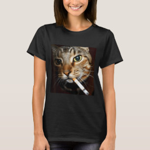 Funny smoking cat meme dark humor sarcastic cat ar T-Shirt