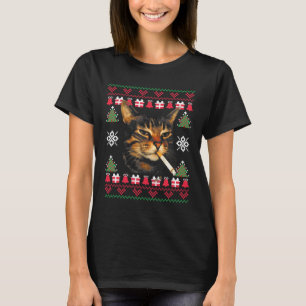 Funny Smoking Cat Meme Ugly Christmas Sweater For