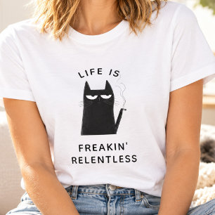 Funny Smoking Cat Trendy Quote Sarcastic Humour T-Shirt