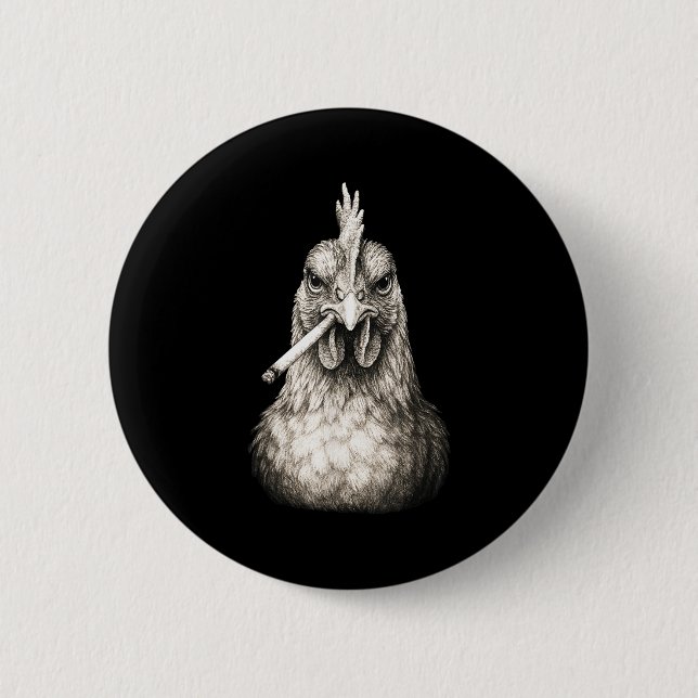 Funny Smoking Chicken Cigarette Gen Z Meme Farm An 2 Inch Round Button (Front)