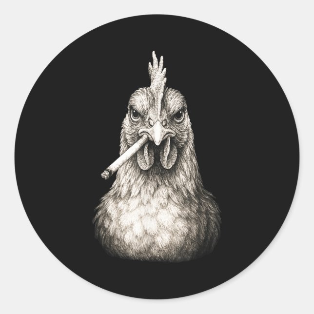 Funny Smoking Chicken Cigarette Gen Z Meme Farm An Classic Round Sticker (Front)