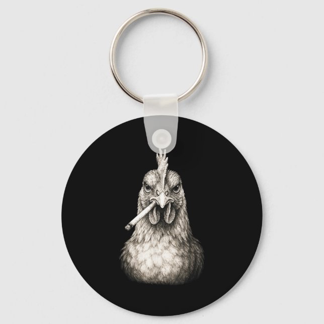 Funny Smoking Chicken Cigarette Gen Z Meme Farm An Keychain (Front)