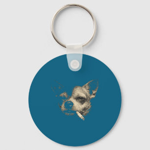 Funny Smoking Chihuahua Vintage Y2k Nge Dog Graphi Keychain
