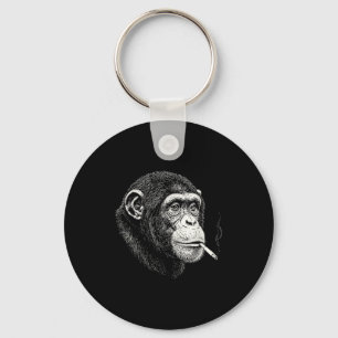 Funny smoking chimpanzee _ y2k ape meme vintage keychain