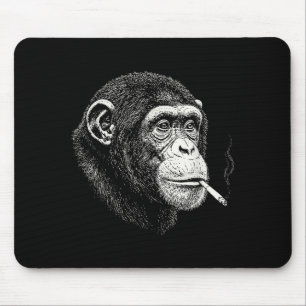 Funny smoking chimpanzee _ y2k ape meme vintage mouse pad