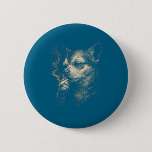 Funny Smoking Dog Meme Chihuahua For Men Women Cig 2 Inch Round Button