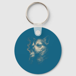 Funny Smoking Dog Meme Chihuahua For Men Women Cig Keychain