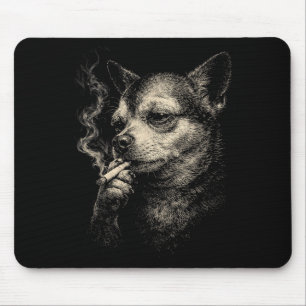 Funny Smoking Dog Meme Chihuahua For Men Women Cig Mouse Pad