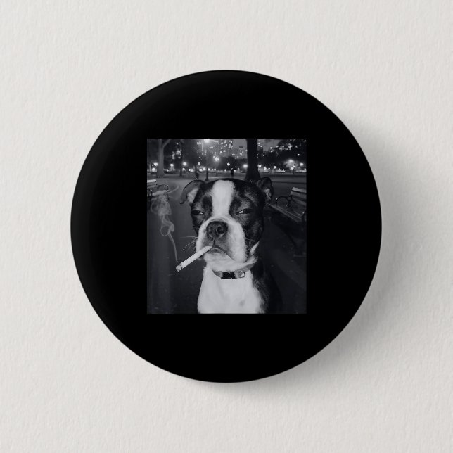 Funny Smoking Dog Meme Cigarette Gen Z Meme Dog Lo 2 Inch Round Button (Front)