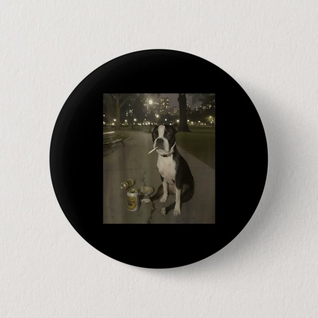 Funny Smoking Dog Meme Cigarette Gen Z Meme Dog Lo 2 Inch Round Button (Front)
