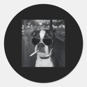 Funny Smoking Dog Meme Cigarette Gen Z Meme Dog Lo Classic Round Sticker