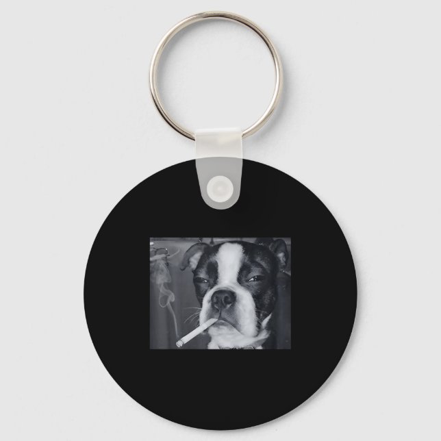 Funny Smoking Dog Meme Cigarette Gen Z Meme Dog Lo Keychain (Front)