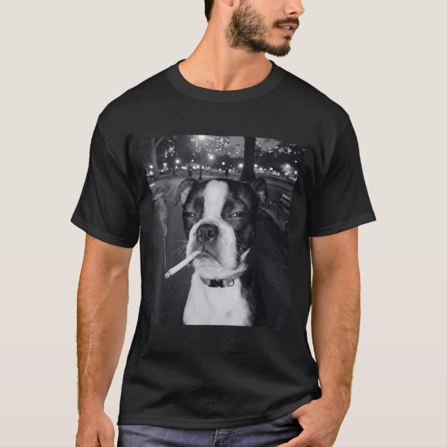 Funny Smoking Dog Meme Cigarette Gen Z Meme Dog Lo T-Shirt (Front)