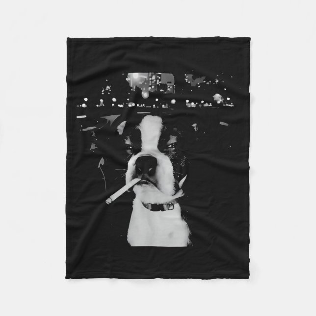 Funny Smoking Dog Meme  Fleece Blanket (Front)