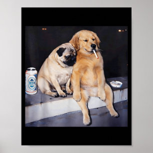Funny smoking dog pug meme golden retriever meme  poster