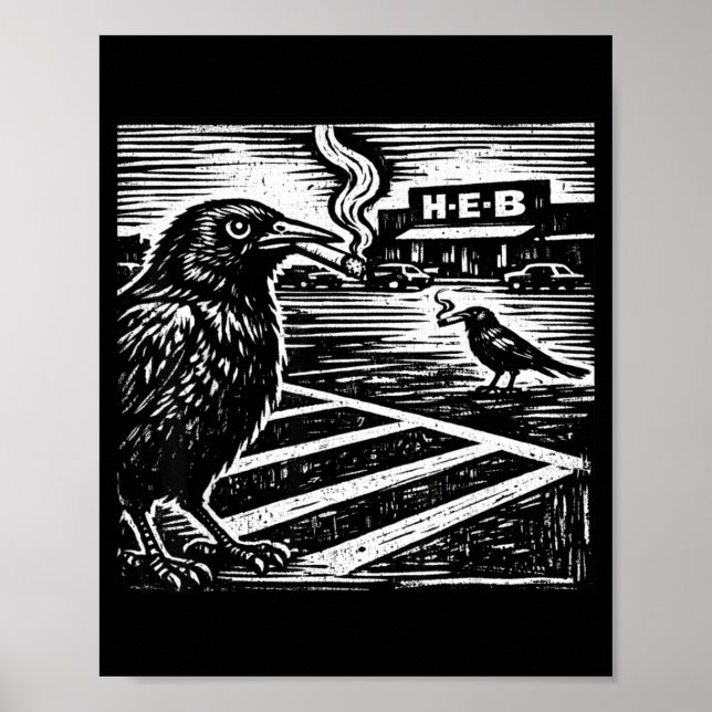 Funny smoking grackle bird texas satire weird poster (Front)