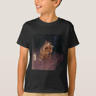 Funny Smoking Groundhog Cigarette Gen Z Retro Meme T-Shirt